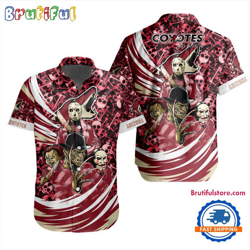NHL Arizona Coyotes Special Movies Character Halloween Design Hawaiian Button Shirt