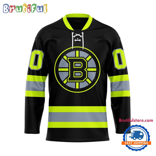 NHL Boston Bruins Honoring Firefighters Lace Hockey Jersey