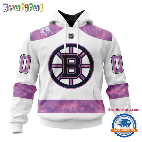 NHL Boston Bruins Personalized Hockey Fight Cancer Design Limited New Hoodie, Hockey Fight Cancer 3D Shirt