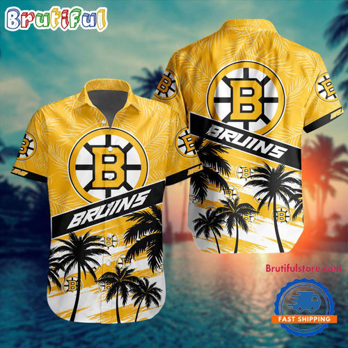 NHL Boston Bruins Special Palm Tree Hawaiian Button Shirt