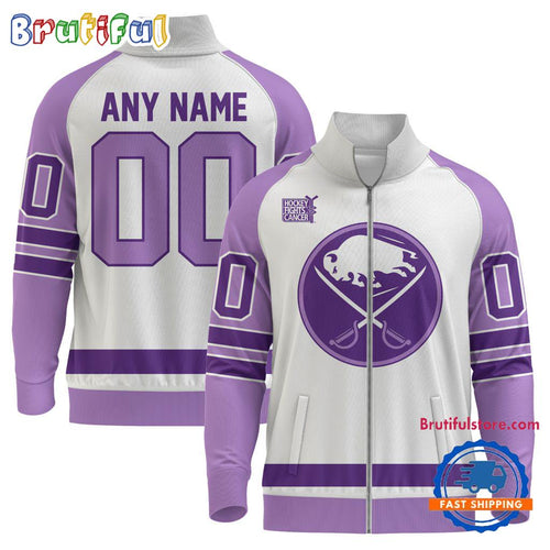 NHL Buffalo Sabres Special Hockey Fight Cancer Standing Neck Zipper Jacket
