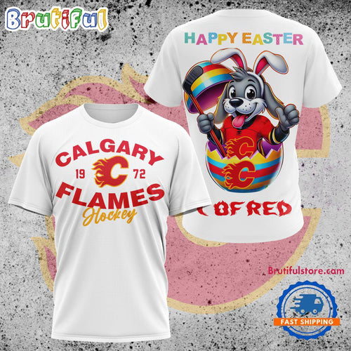 NHL Calgary FLames Hockey Team Mascot Design Happy Easter Day T Shirt