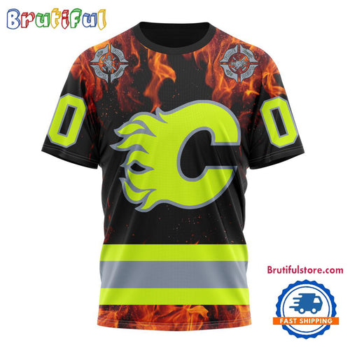 NHL Calgary Flames Special Honoring Firefighters Design T Shirt, Hoodie, Sweatshirt