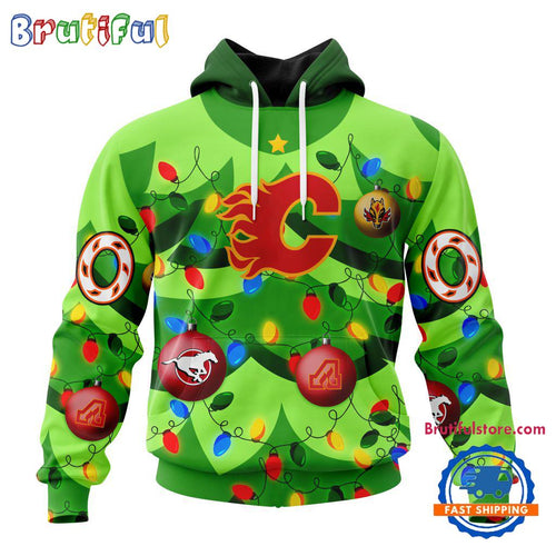 NHL Calgary Flames Specialized Christmass Tree Color And City’s Sport Teams Hoodie, Sweatshirt, T Shirt