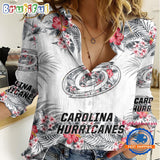 NHL Carolina Hurricanes Hockey Team Hawaiian Design Women’s Casual Shirt