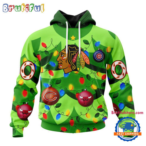 NHL Chicago BlackHawks Specialized Christmass Tree Color And City’s Sport Teams Hoodie, Sweatshirt, T Shirt