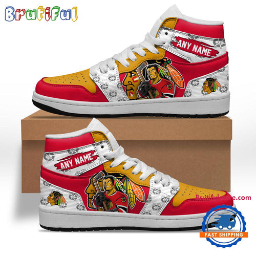 NHL Chicago Blackhawks Team Mascot Design Air Jordan 1 Hightop Shoes