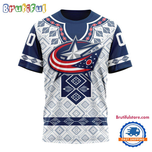 NHL Columbus Blue Jackets Hockey Team Native Heritage Design T Shirt, Hoodie, Sweatshirt