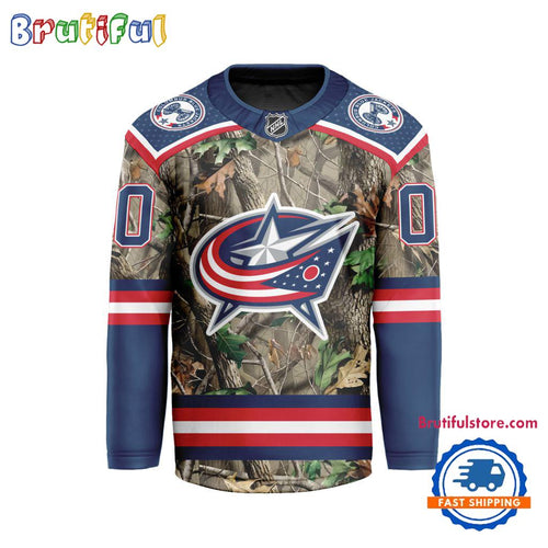 NHL Columbus Blue Jackets Special Realtree Camo Hunting Hockey Jersey