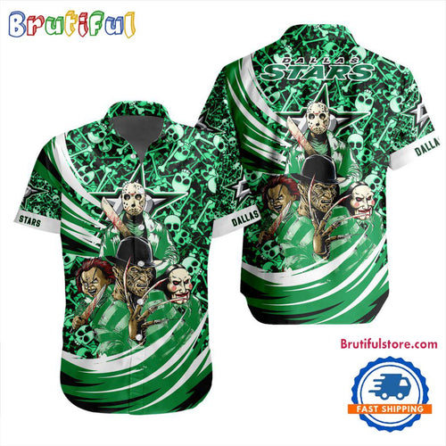 NHL Dallas Stars Special Movies Character Halloween Design Hawaiian Button Shirt