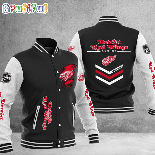 NHL Detroit Red Wings Hockey Team Personalized Varsity Baseball Jacket