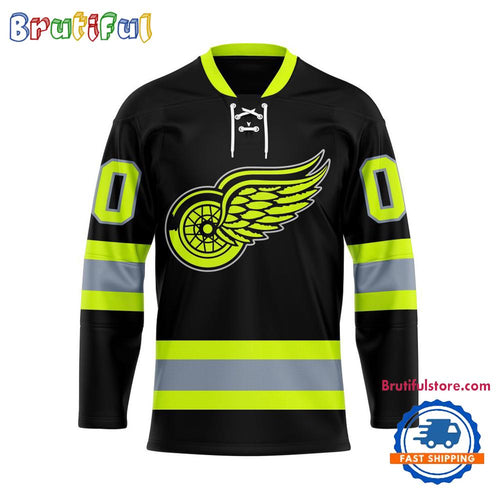 NHL Detroit Red Wings Honoring Firefighters Lace Hockey Jersey
