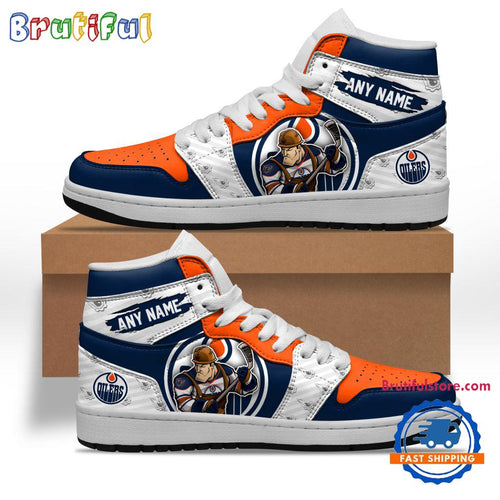 NHL Edmonton Oilers Team Mascot Design Air Jordan 1 Hightop Shoes