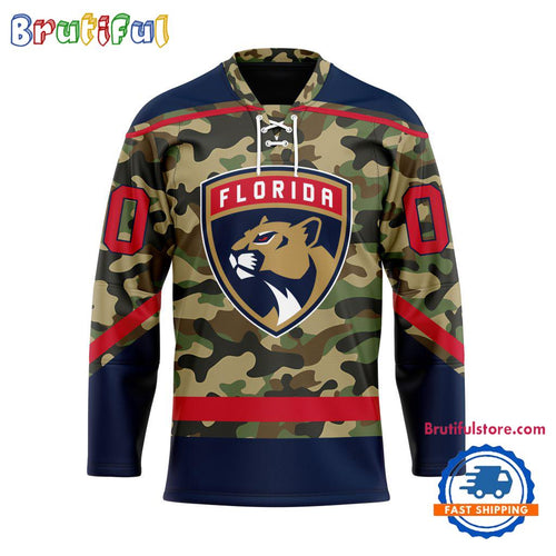 NHL Florida Panthers Camo Veterans Custom Hockey Jersey