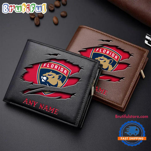 NHL Florida Panthers Custom Name Wallet, Hockey Team Design Men’s Wallet