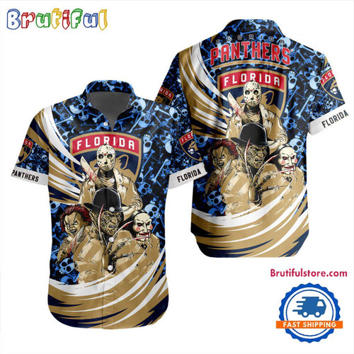 NHL Florida Panthers Special Movies Character Halloween Design Hawaiian Button Shirt