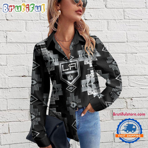 NHL Los Angeles Kings Special Native American Women’s Casual Shirt, Hockey Women’s Casual Shirt
