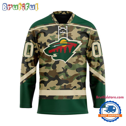 NHL Minnesota Wild Camo Veterans Custom Hockey Jersey