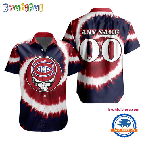 NHL Montreal Canadiens Grateful Dead Tie-Dye Hawaiian Design Button Shirt
