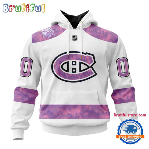 NHL Montreal Canadiens Personalized Hockey Fight Cancer Design Limited New Hoodie, Hockey Fight Cancer 3D Shirt