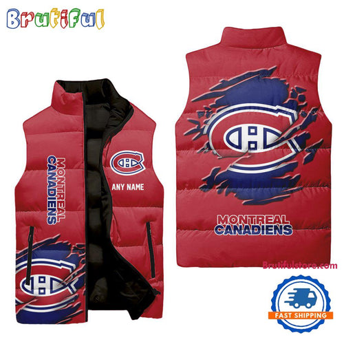 NHL Montreal Canadiens Personalized Hockey Logo Team Sleeveless Puffer Jacket