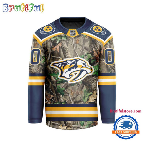 NHL Nashville Predators Special Realtree Camo Hunting Hockey Jersey