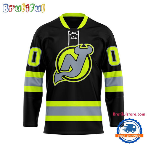 NHL New Jersey Devils Honoring Firefighters Lace Hockey Jersey