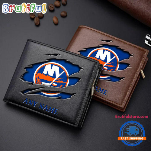 NHL New York Islanders Custom Name Wallet, Hockey Team Design Men’s Wallet