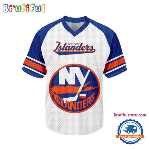 NHL New York Islanders Hockey Team Design V-neck Mesh Short Sleeve Jersey