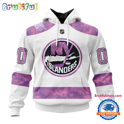 NHL New York Islanders Personalized Hockey Fight Cancer Design Limited New Hoodie, Hockey Fight Cancer 3D Shirt