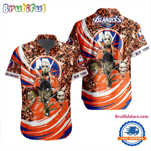 NHL New York Islanders Special Movies Character Halloween Design Hawaiian Button Shirt