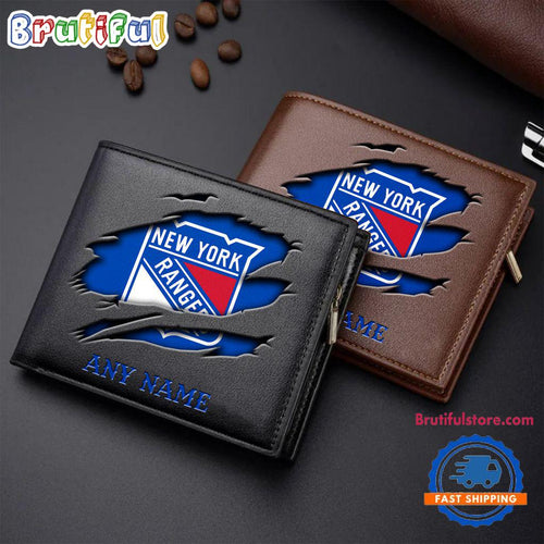NHL New York Rangers Custom Name Wallet, Hockey Team Design Men’s Wallet