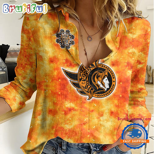 NHL Ottawa Senators Hockey Team Orange Design Women’s Casual Shirt