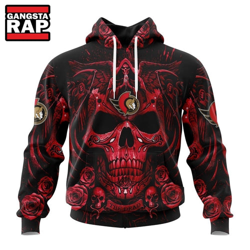 NHL Ottawa Senators Special Design Halloween With Skull Art Hoodie, T Shirt