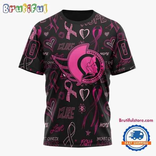 NHL Ottawa Senators Special Pink Breast Cancer Awareness New Design T Shirt