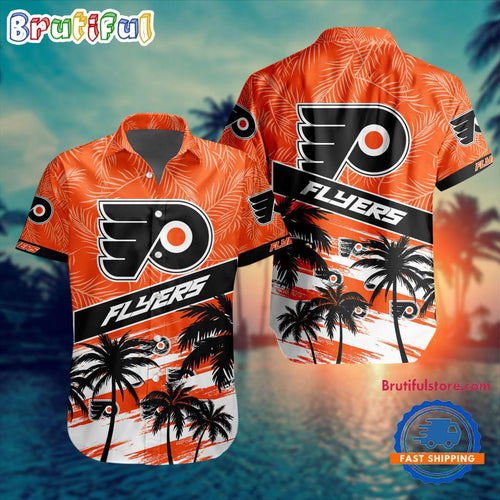 NHL Philadelphia Flyers Special Palm Tree Hawaiian Button Shirt