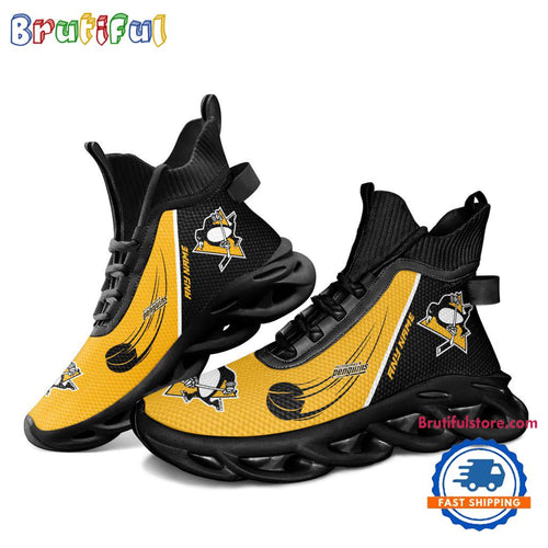 NHL Pittsburgh Penguins Custom Name High Top Max Soul Shoes, Hockey Team Design Shoes Sneaker