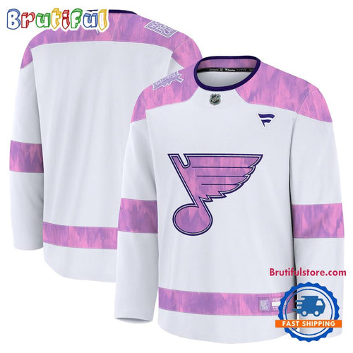 NHL St. Louis Blues 2024 Hockey Fights Cancer Practice Jersey Shirt