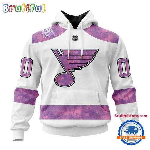 NHL St. Louis Blues Personalized Hockey Fight Cancer Design Limited New Hoodie, Hockey Fight Cancer 3D Shirt