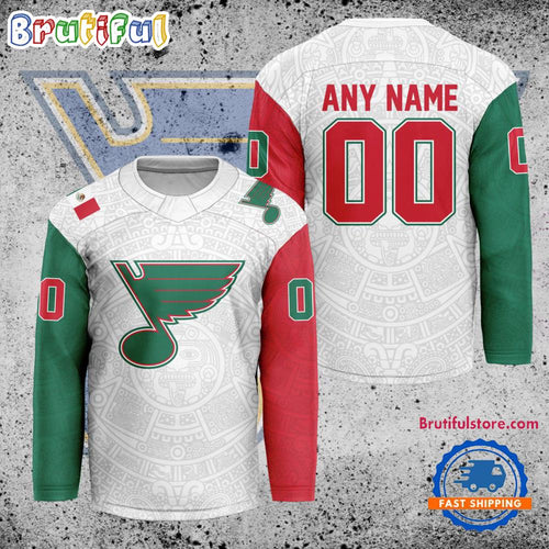 NHL St. Louis Blues Personalized Mexican Heritage Hockey Jersey