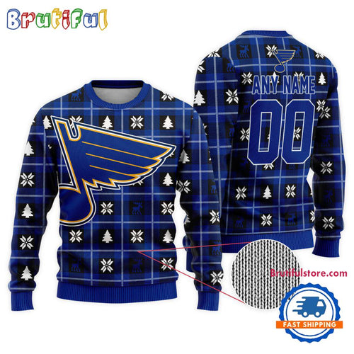 NHL St. Louis Blues Personalized Snow Tree Ugly Christmas Sweater
