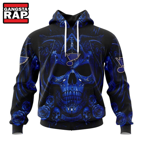 NHL St Louis Blues Special Design Halloween With Skull Art Hoodie, T Shirt