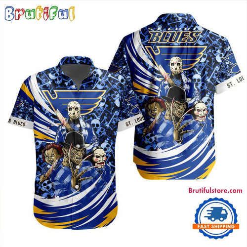 NHL St. Louis Blues Special Movies Character Halloween Design Hawaiian Button Shirt