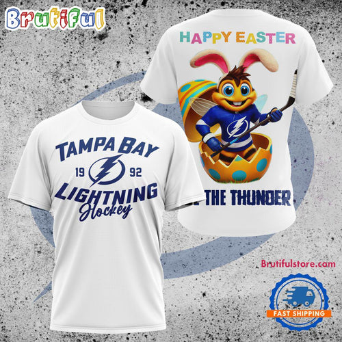 NHL Tampa Bay Lightning Hockey Team Mascot Design Happy Easter Day T Shirt