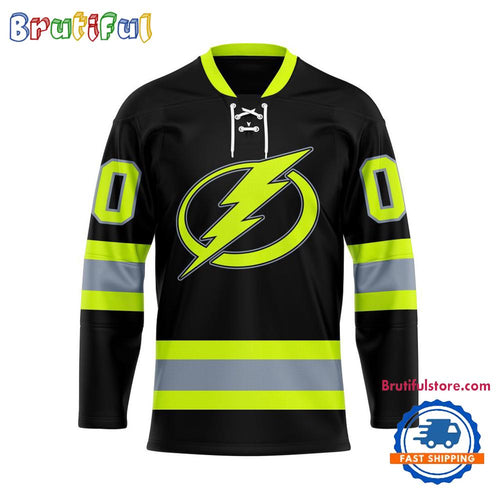 NHL Tampa Bay Lightning Honoring Firefighters Lace Hockey Jersey