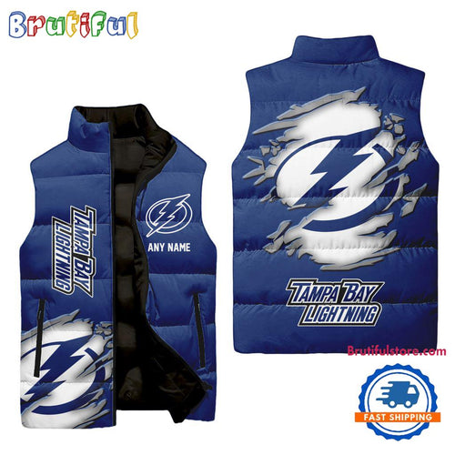 NHL Tampa Bay Lightning Personalized Hockey Logo Team Sleeveless Puffer Jacket