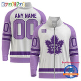 NHL Toronto Maple Leafs Special Hockey Fight Cancer Standing Neck Zipper Jacket