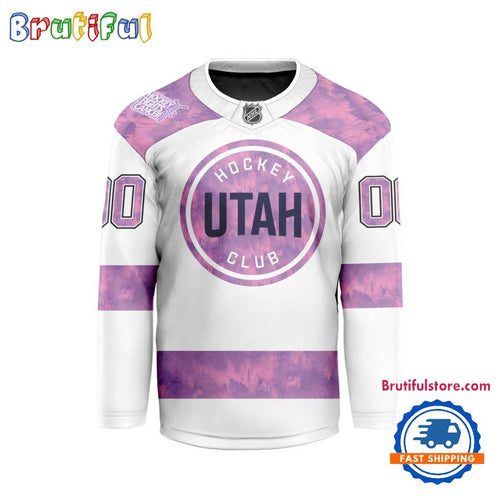 NHL Utah Hockey Club Personalized Hockey Fights Cancer Design Jersey