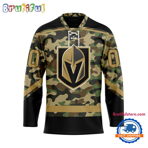NHL Vegas Golden Knights Camo Veterans Custom Hockey Jersey