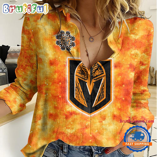 NHL Vegas Golden Knights Hockey Team Orange Design Women’s Casual Shirt